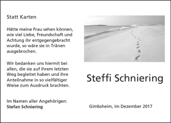Traueranzeige von Steffi Schniering von Trauerportal Rhein Main Presse