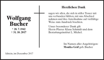Traueranzeige von Wolfgang Bucher von Trauerportal Rhein Main Presse