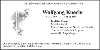 Traueranzeige von Wolfgang Knecht von Trauerportal Echo Online
