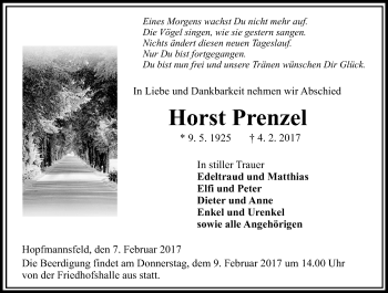 Traueranzeige von Horst Prenzel von VRM Trauer