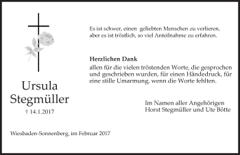 Traueranzeige von Ursula Stegmüller von Trauerportal Rhein Main Presse Traueranzeige von Ursula Stegmüller von Trauerportal Rhein Main Presse