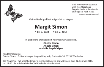 Traueranzeige von Margit Simon von Trauerportal Rhein Main Presse Traueranzeige von Margit Simon von Trauerportal Rhein Main Presse