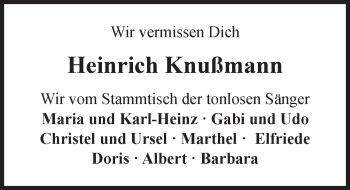 Traueranzeige von Heinrich Knuß von Trauerportal Rhein Main Presse