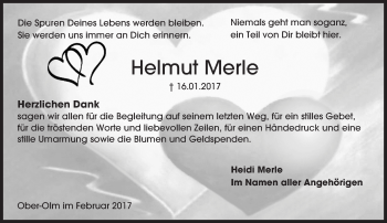 Traueranzeige von Helmut Merle von Trauerportal Rhein Main Presse