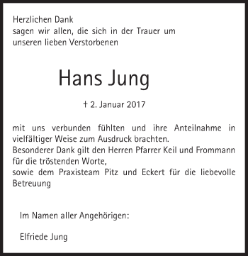 Traueranzeige von Hans Jung von Trauerportal Rhein Main Presse