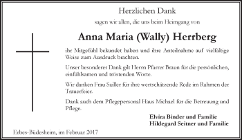 Traueranzeige von Anna Maria Herrberg von Trauerportal Rhein Main Presse