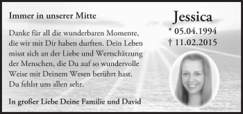 Traueranzeige von Jessica  von Trauerportal Rhein Main Presse
