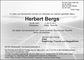Traueranzeige von Herbert Bergs von Trauerportal Rhein Main Presse Traueranzeige von Herbert Bergs von Trauerportal Rhein Main Presse