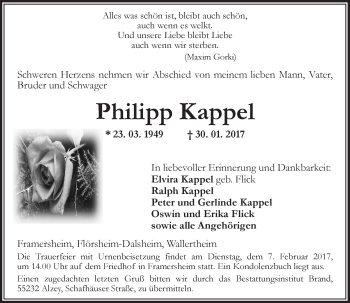Traueranzeige von Philipp Kappel von Trauerportal Rhein Main Presse