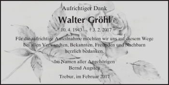 Traueranzeige von Walter Gröhl von Trauerportal Echo Online