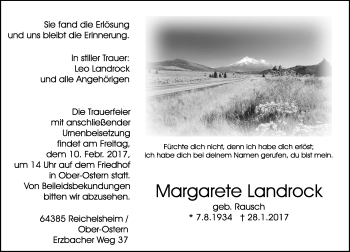 Traueranzeige von Margarete Landrock von Trauerportal Echo Online