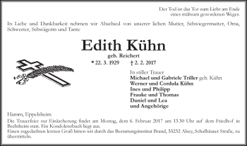 Traueranzeige von Edith Kühn von Trauerportal Rhein Main Presse