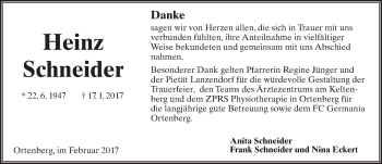 Traueranzeige von Heinz Schneider von  Kreisanzeiger