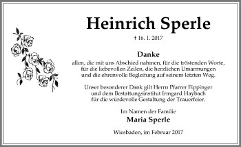 Traueranzeige von Heinrich Sperle von Trauerportal Rhein Main Presse Traueranzeige von Heinrich Sperle von Trauerportal Rhein Main Presse