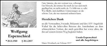 Traueranzeige von Wolfgang Espenschied von Trauerportal Rhein Main Presse