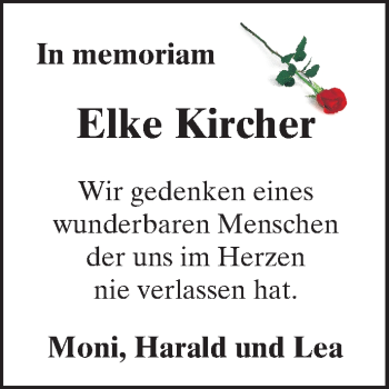 Traueranzeige von Elke Kircher von  Gelnhäuser Tageblatt