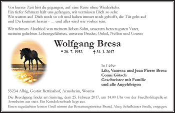 Traueranzeige von Wolfgang Bresa von Trauerportal Rhein Main Presse