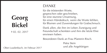 Traueranzeige von Georg Bickel von Trauerportal Echo Online