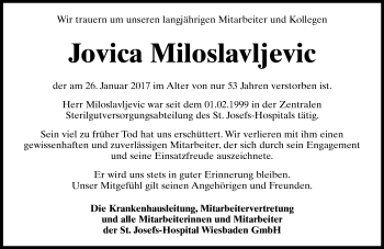 Traueranzeige von Jovica Miloslavljevic von Trauerportal Rhein Main Presse Traueranzeige von Jovica Miloslavljevic von Trauerportal Rhein Main Presse