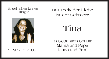 Traueranzeige von Tina Heckwolf von Trauerportal Echo Online