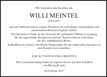 Traueranzeige von Willi Meintel von Trauerportal Rhein Main Presse Traueranzeige von Willi Meintel von Trauerportal Rhein Main Presse