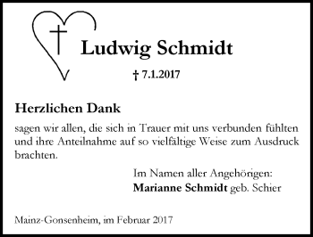 Traueranzeige von Ludwig Schmidt von Trauerportal Rhein Main Presse