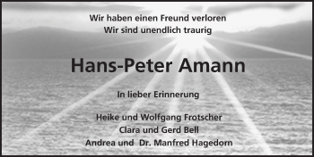 Traueranzeige von Hans-Peter Amann von Trauerportal Echo Online