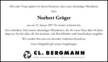 Traueranzeige von Norbert Gröger von VRM Trauer