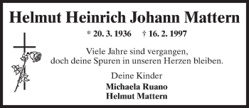Traueranzeige von Helmut Heinrich Johann Mattern von Trauerportal Rhein Main Presse