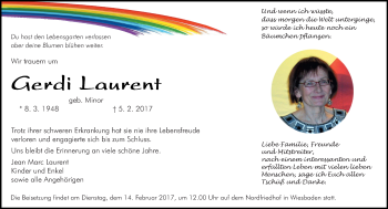 Traueranzeige von Gerdi Laurent von Trauerportal Rhein Main Presse Traueranzeige von Gerdi Laurent von Trauerportal Rhein Main Presse