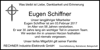 Traueranzeige von Eugen Schiffner von Trauerportal Echo Online