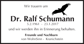 Traueranzeige von Ralf Schumann von Trauerportal Rhein Main Presse