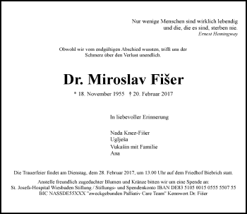 Traueranzeige von Miroslav Fiser von Trauerportal Rhein Main Presse Traueranzeige von Miroslav Fiser von Trauerportal Rhein Main Presse