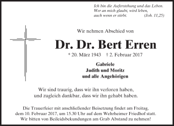 Traueranzeige von Bert Erren von  Usinger Anzeiger