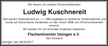 Traueranzeige von Ludwig Kuschnereit von  Usinger Anzeiger