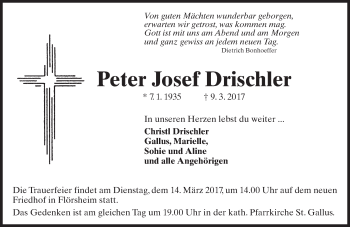 Traueranzeige von Peter Josef Drischler von Trauerportal Rhein Main Presse