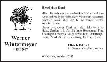 Traueranzeige von Werner Wintermeyer von Trauerportal Rhein Main Presse Traueranzeige von Werner Wintermeyer von Trauerportal Rhein Main Presse