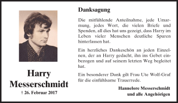 Traueranzeige von Harry Messerschmidt von  Kreisanzeiger