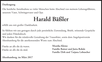 Traueranzeige von Harald Bäßler von Trauerportal Rhein Main Presse