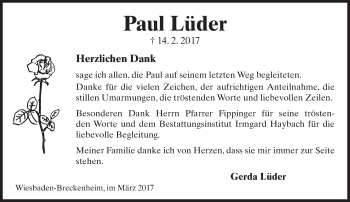 Traueranzeige von Paul Lüder von Trauerportal Rhein Main Presse Traueranzeige von Paul Lüder von Trauerportal Rhein Main Presse