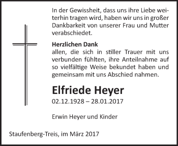 Traueranzeige von Elfriede Heyer von  Gießener Anzeiger