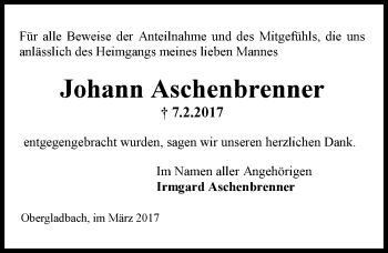 Traueranzeige von Johann Aschenbrenner von Trauerportal Rhein Main Presse Traueranzeige von Johann Aschenbrenner von Trauerportal Rhein Main Presse