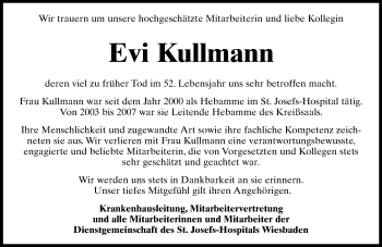 Traueranzeige von Evi Kullmann von Trauerportal Rhein Main Presse