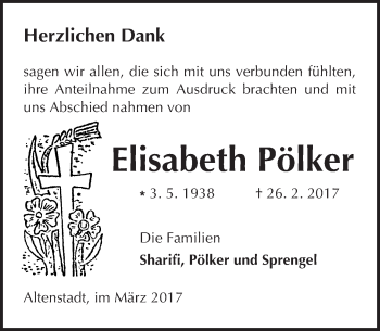 Traueranzeige von Elisabeth Pölker von  Kreisanzeiger
