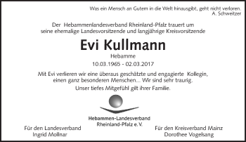 Traueranzeige von Evi Kullmann von Trauerportal Rhein Main Presse