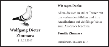 Traueranzeige von Wolfgang Dieter Zimmara von Trauerportal Rhein Main Presse