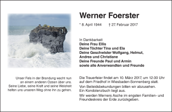 Traueranzeige von Werner Foerster von Trauerportal Rhein Main Presse Traueranzeige von Werner Foerster von Trauerportal Rhein Main Presse