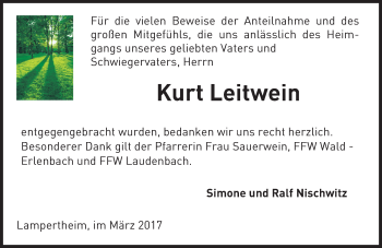 Traueranzeige von Kurt Leitwein von Trauerportal Rhein Main Presse