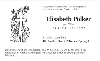 Traueranzeige von Elisabeth Pölker von  Kreisanzeiger