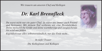 Traueranzeige von Karl Brennfleck von  Gießener Anzeiger